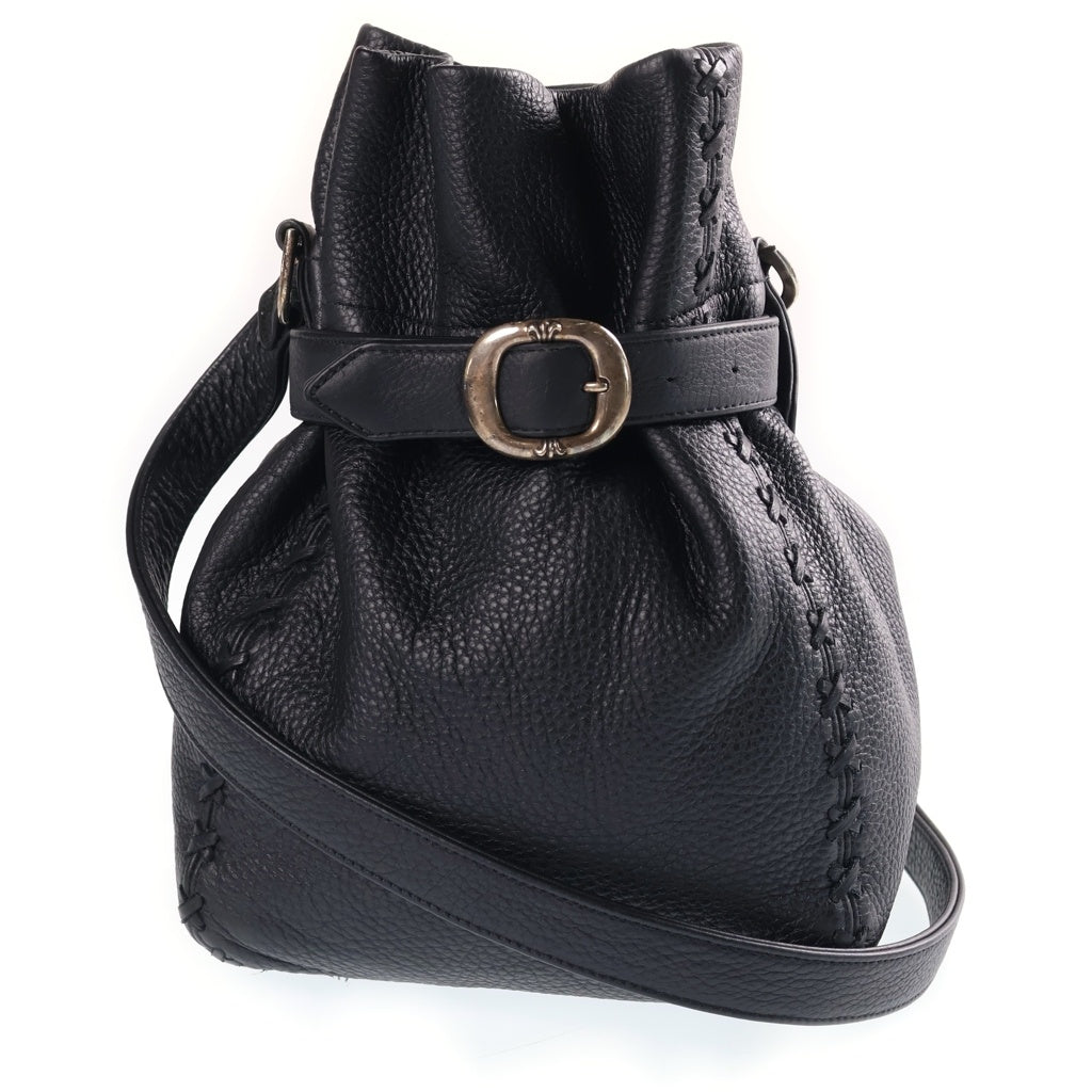 CHROME HEARTS(クロムハーツ) GIVE THE DOG A BONE ショルダーバッグ ガンスリンガーバックル レザー ブラック レディース