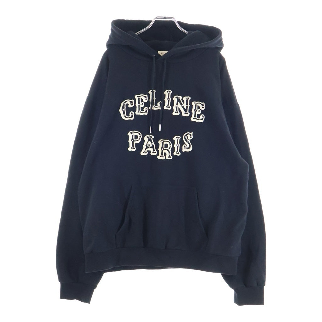 CELINE(セリーヌ) Loose Embroidered Hoodie ルーズ ロゴ刺繍 プルオーバーフーディー パーカー ブラック 2Y03E670Q.38XC