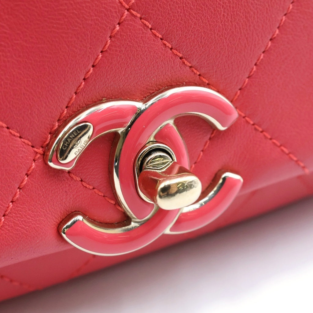 CHANEL(シャネル) マトラッセ フラップチェーン ショルダーバッグ ラムスキン ピンク レディース