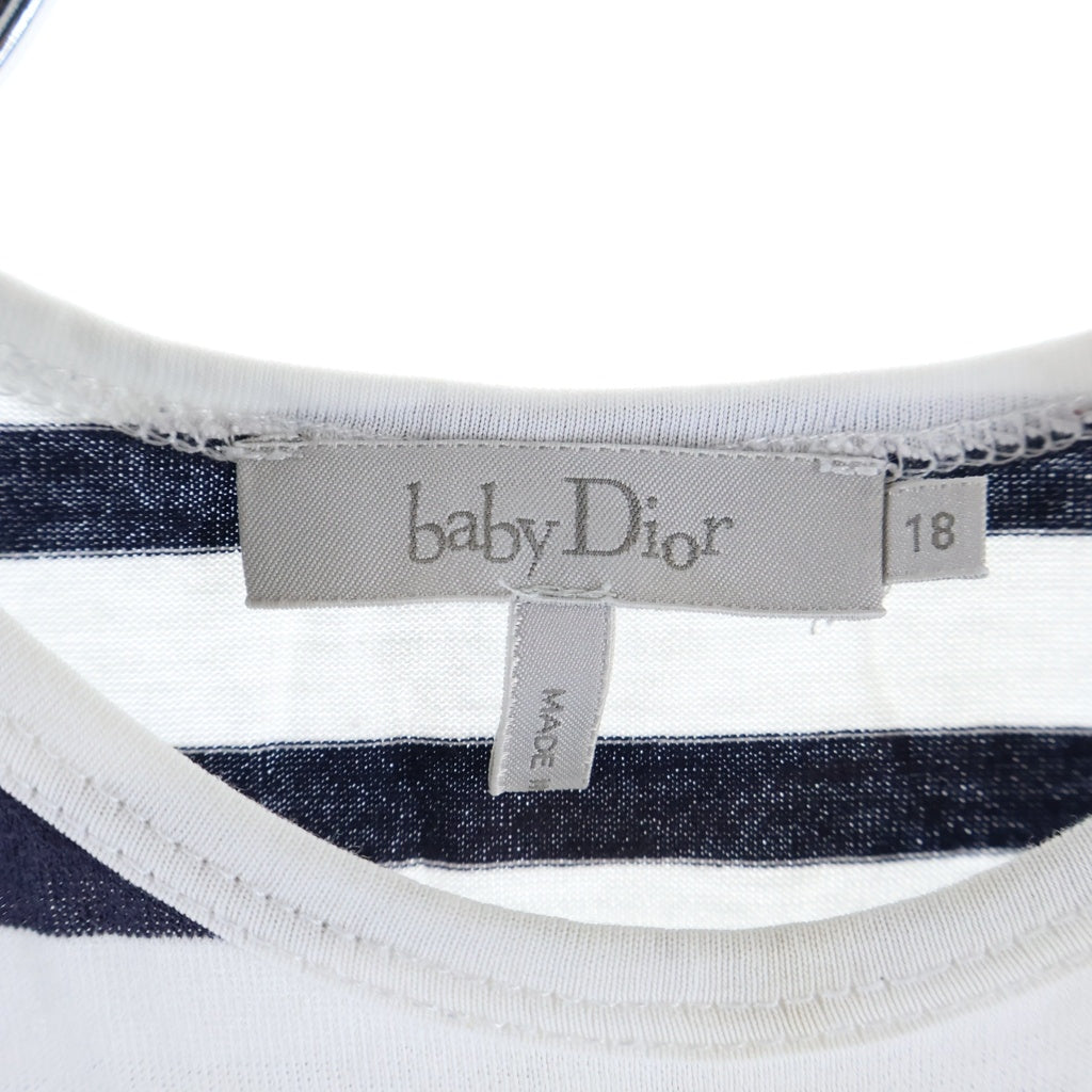 Christian Dior(クリスチャンディオール) baby DIOR ボーダー Tシャツ 半袖 カットソー CDロゴ ホワイト/ネイビー レディース