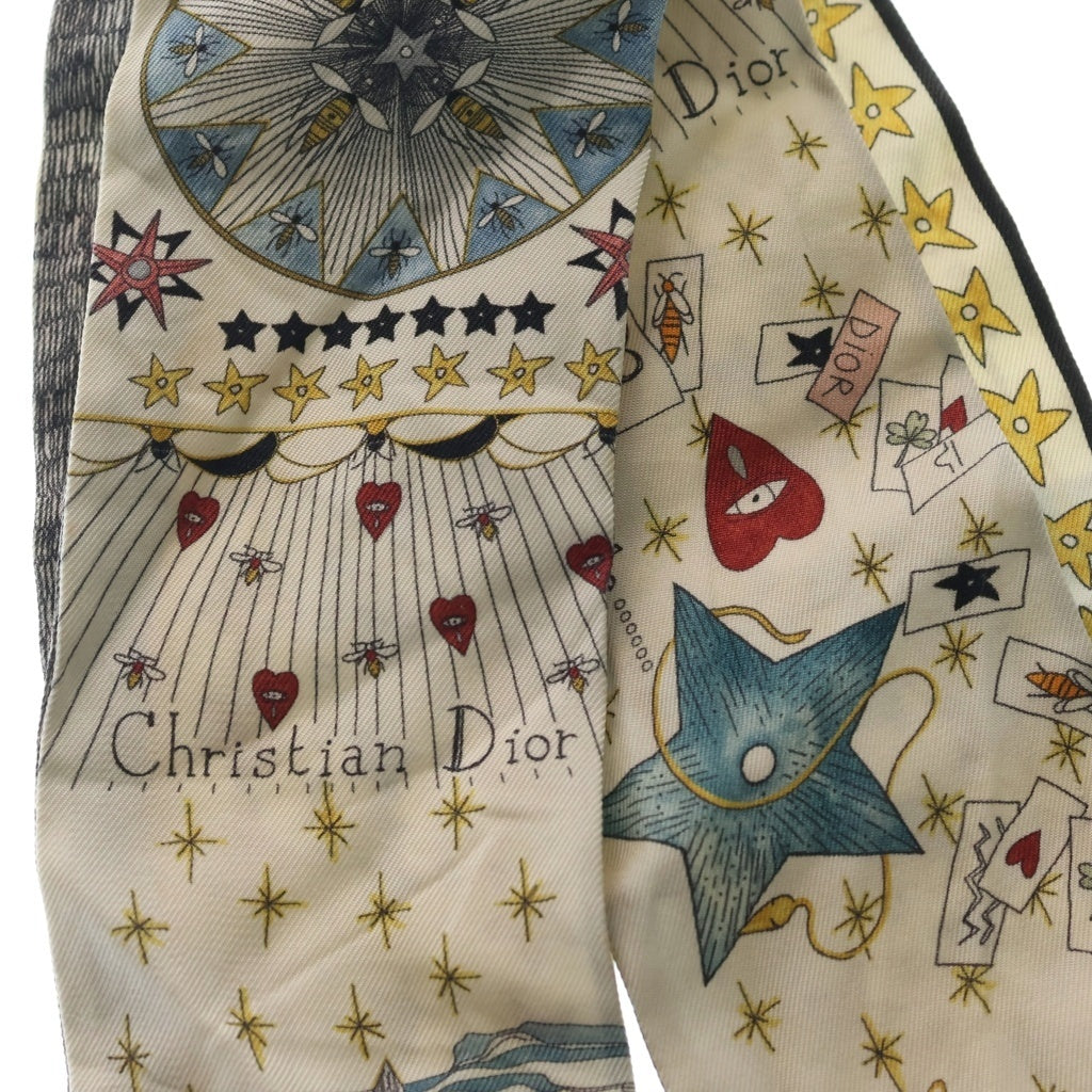 Christian Dior(クリスチャンディオール) ミッツァ スカーフ ツイリー 星柄 シルク ホワイト レディース