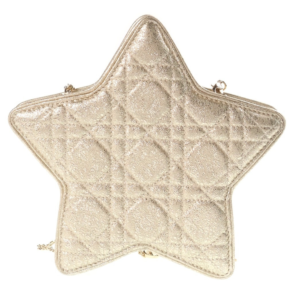Christian Dior(クリスチャンディオール) キッズ スターバッグ チェーンショルダーバッグ ゴールド グリッター レザー ゴールド金具 レディース