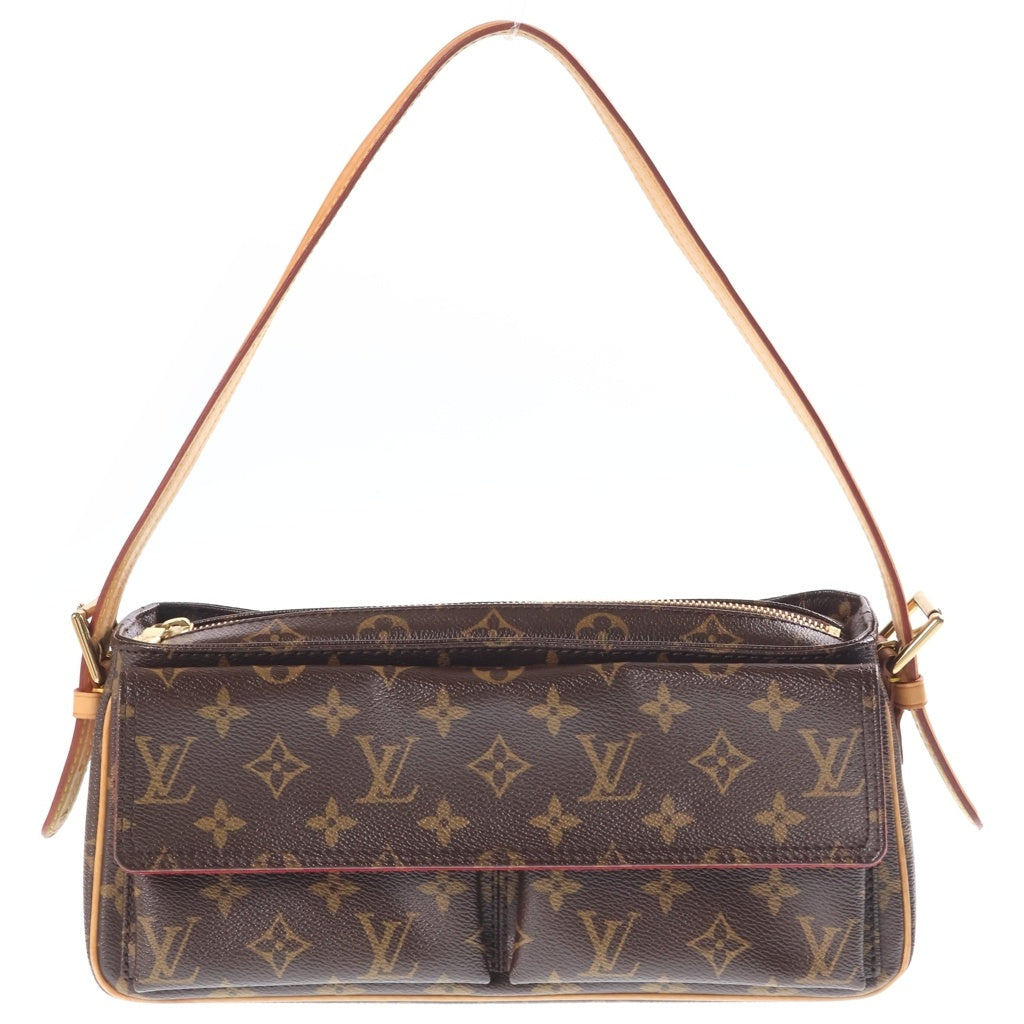 LOUIS VUITTON(ルイヴィトン) モノグラム ヴィヴァシテMM ワンショルダーバッグ ハンドバッグ ブラウン レザー×PVC M51164 ゴールド金具 レディース