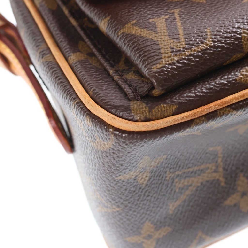 LOUIS VUITTON(ルイヴィトン) モノグラム ヴィヴァシテMM ワンショルダーバッグ ハンドバッグ ブラウン レザー×PVC M51164 ゴールド金具 レディース
