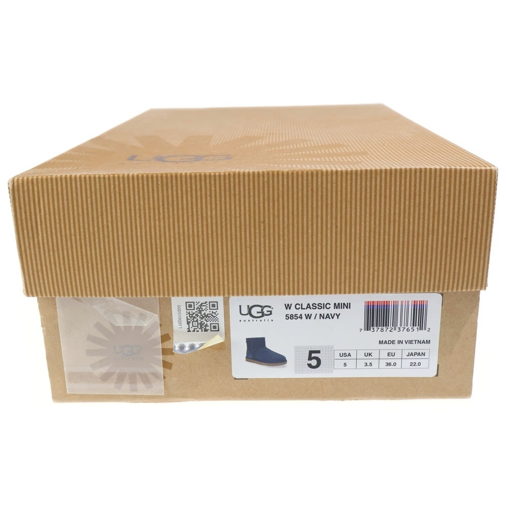 UGG(アグ) W CLASSIC MINI フラットブーツ ネイビー スエード 裏起毛 5854W レディース