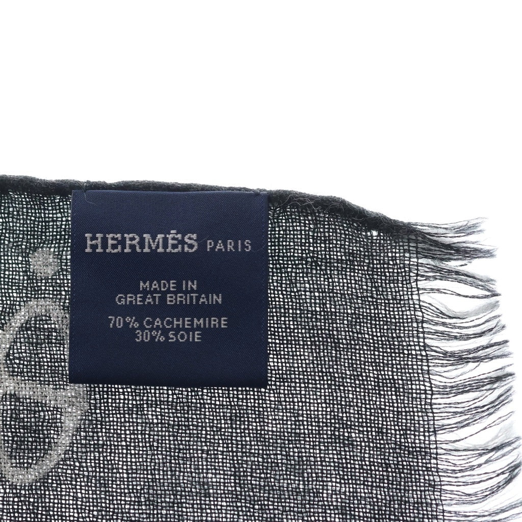 HERMES(エルメス) マイヨン アン キット カシミヤ マフラー ストール ブラック レディース