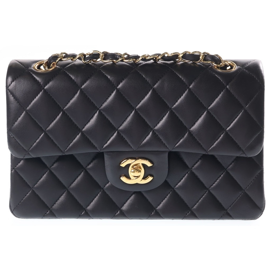 CHANEL(シャネル) マトラッセ23 ダブルフラップ ダブルチェーンショルダーバッグ ブラック ラムスキン 16番台 ゴールド金具 レディース