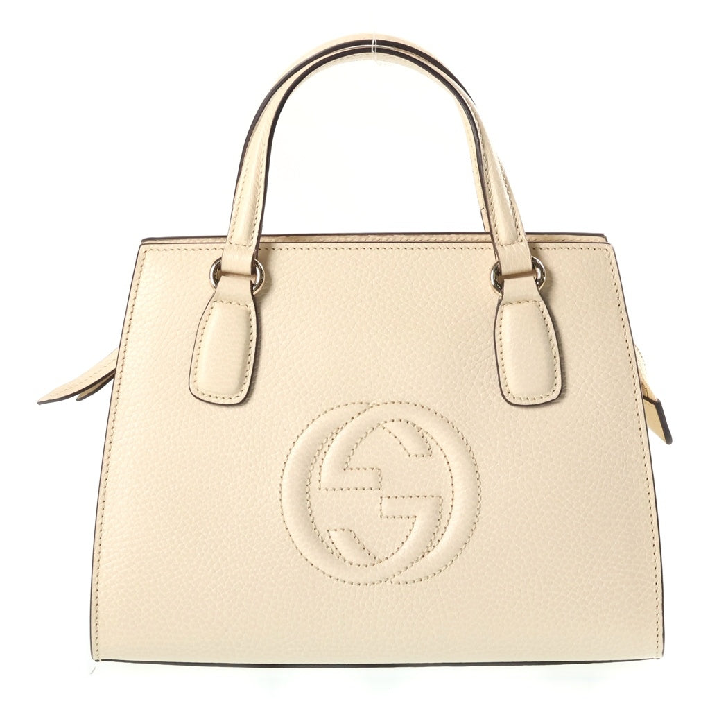 GUCCI(グッチ) ソーホー インターロッキングG ハンドバッグ ショルダーバッグ レザー アイボリー 607722 レディース