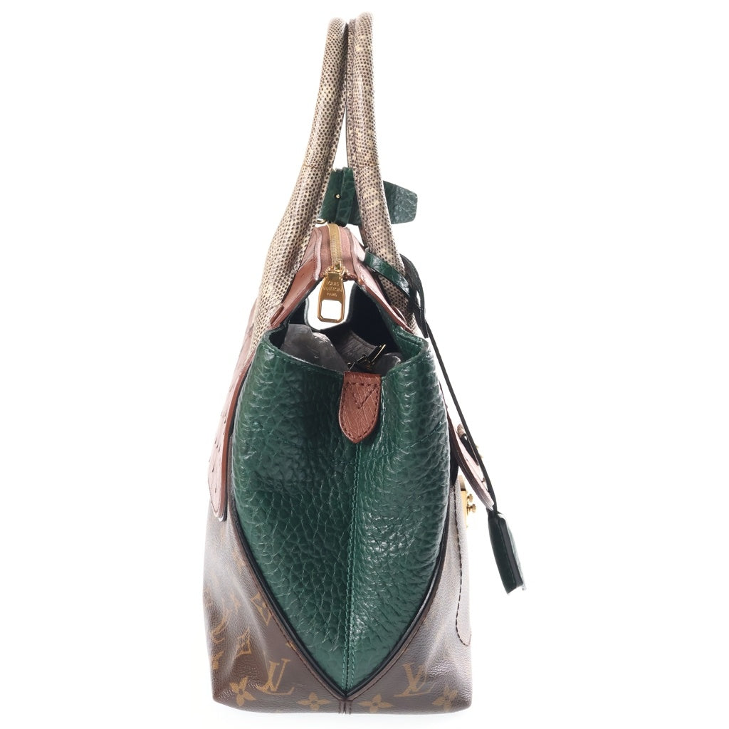 LOUIS VUITTON(ルイヴィトン) モノグラム エキゾチックトートPM ハンドバッグ PVC×××レザー ブラウン×グリーン N91284 レディース