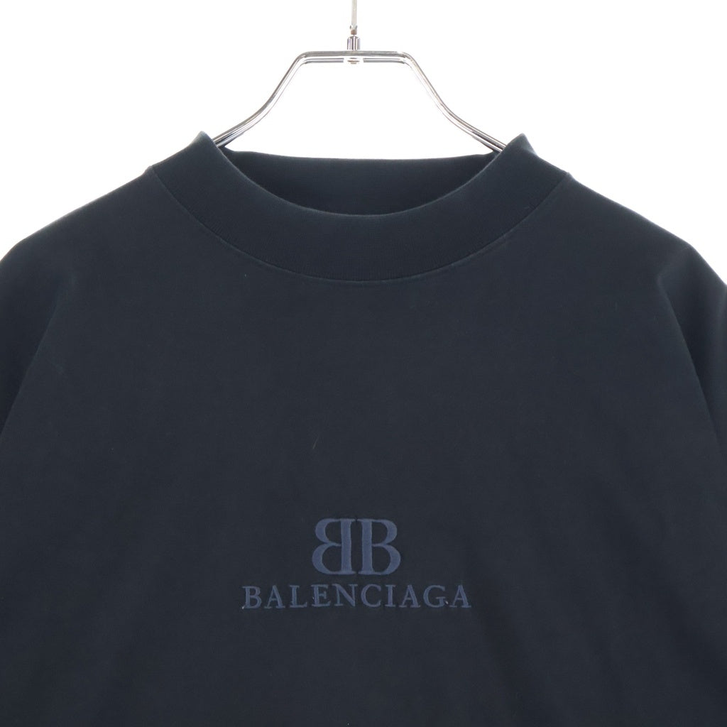 BALENCIAGA(バレンシアガ) クラシックBBロゴ デストロイ加工 Tシャツ ブラック コットン 783399