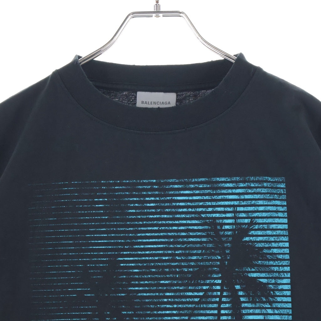 BALENCIAGA(バレンシアガ) ヴィンテージ ホリデー プリント ロゴTシャツ ブラック コットン A0016U