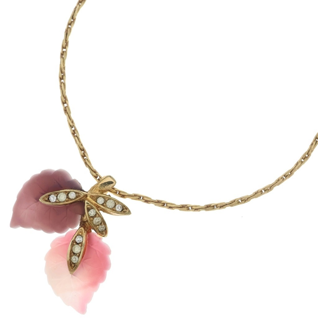 Christian Dior(クリスチャンディオール) リーフモチーフ ネックレス ペンダント ラインストーン GP ゴールド レディース
