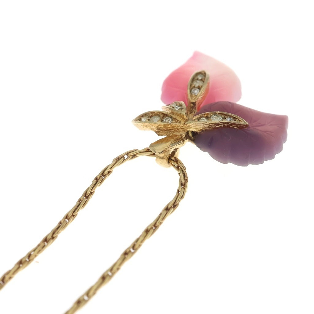 Christian Dior(クリスチャンディオール) リーフモチーフ ネックレス ペンダント ラインストーン GP ゴールド レディース