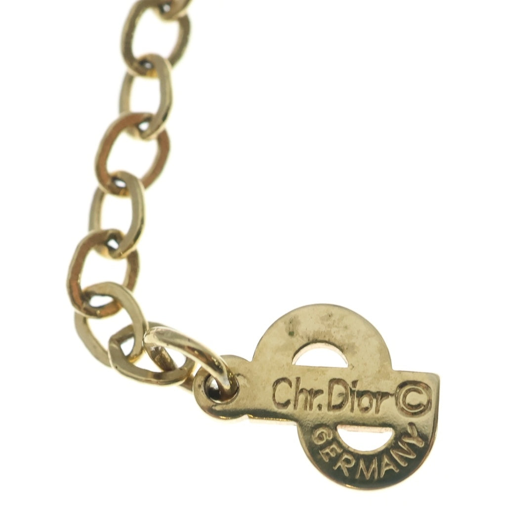 Christian Dior(クリスチャンディオール) スクエアデザイン ネックレス ペンダント チェーン ゴールド GP レディース