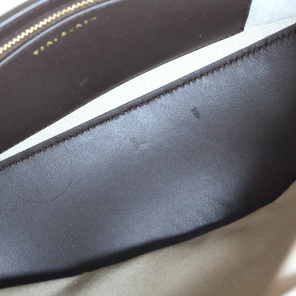 TORY BURCH(トリー バーチ) リーラジウィル プチ ダブルバッグ ハンドバッグ ブラウン×アイボリー レザー×ボア ゴールド金具 レディース