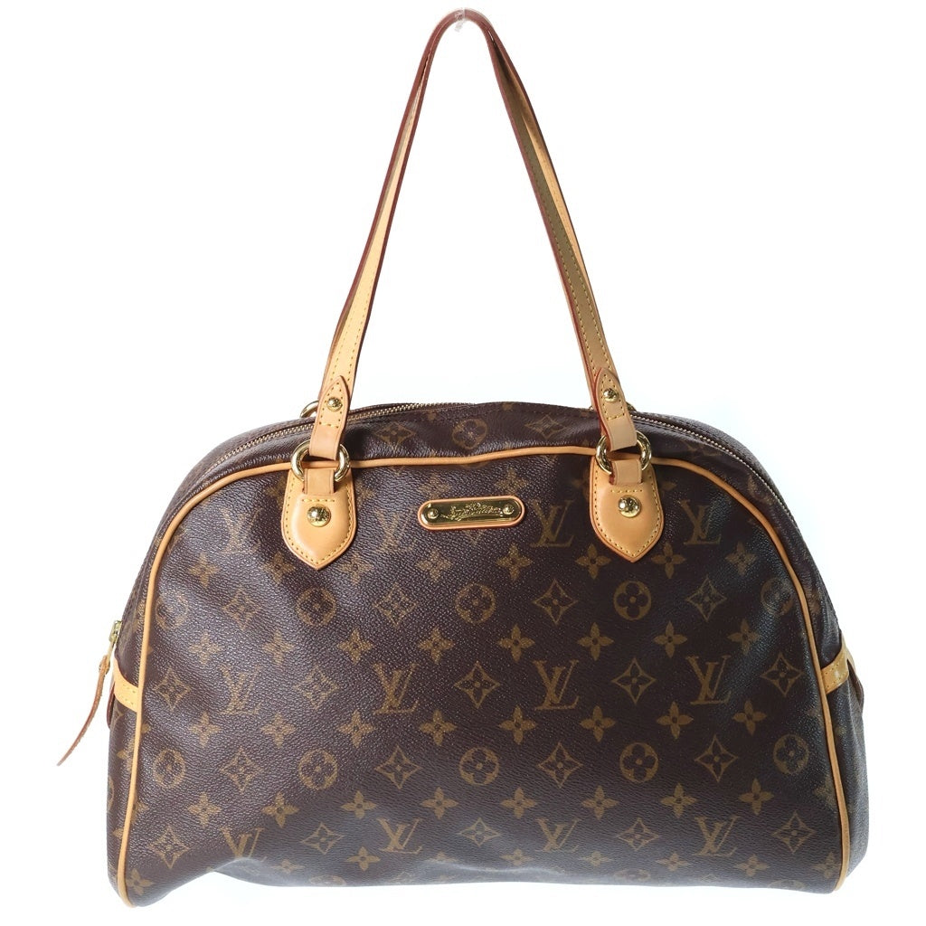 LOUIS VUITTON(ルイヴィトン) モノグラム モントルグイユPM ハンドバッグ ブラウン レザー×PVC M95565 ゴールド金具 レディース