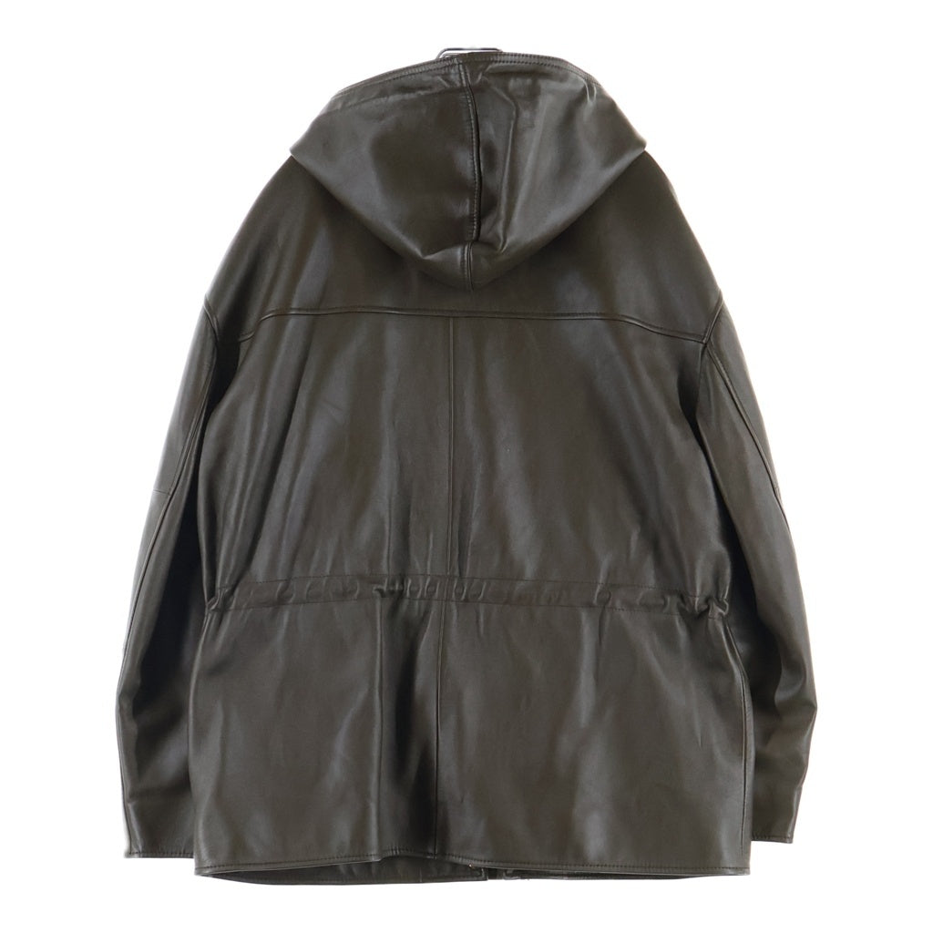 CELINE(セリーヌ) LOOSE BI-MATERIAL PARKA IN SOFT LAMBSKIN ソフトラムスキン ルーズ バイマテリアル パーカ ブラウン/カーキ 2D534583C.15DK
