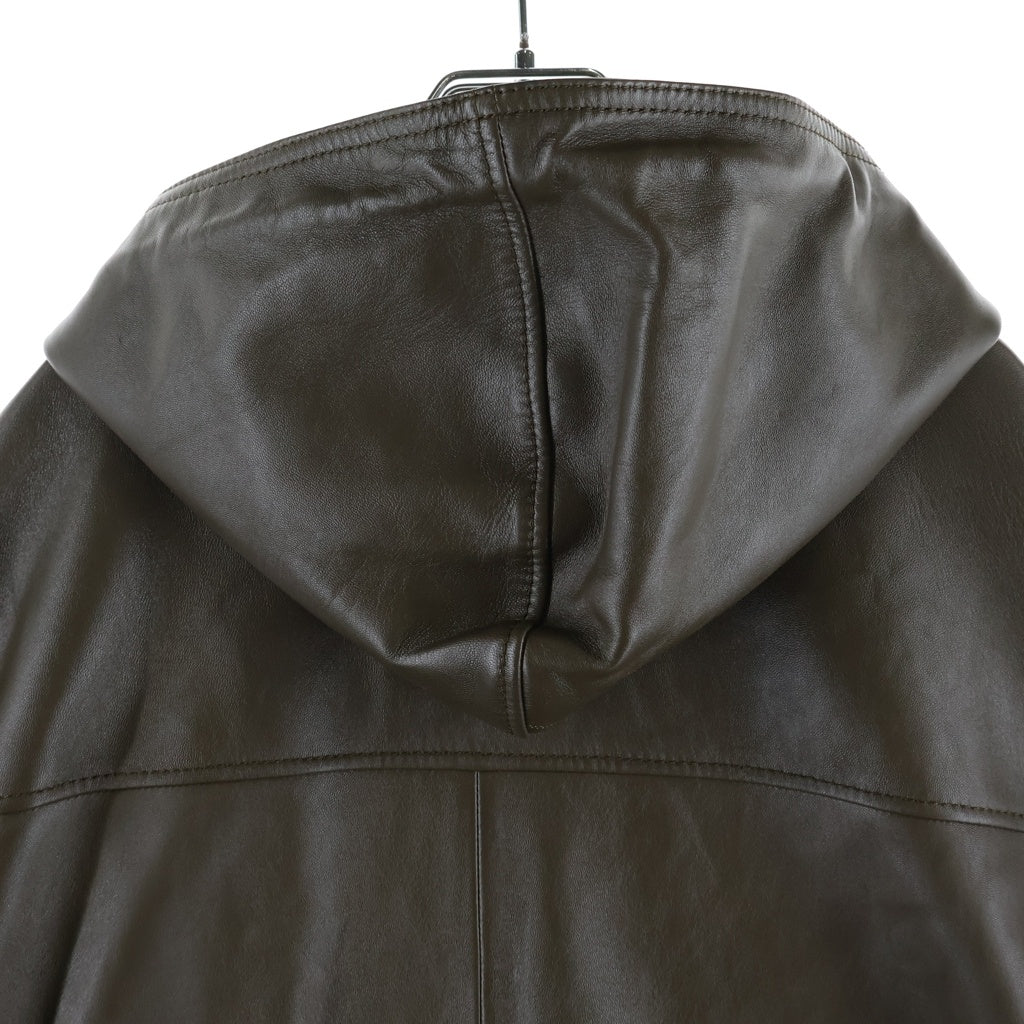 CELINE(セリーヌ) LOOSE BI-MATERIAL PARKA IN SOFT LAMBSKIN ソフトラムスキン ルーズ バイマテリアル パーカ ブラウン/カーキ 2D534583C.15DK