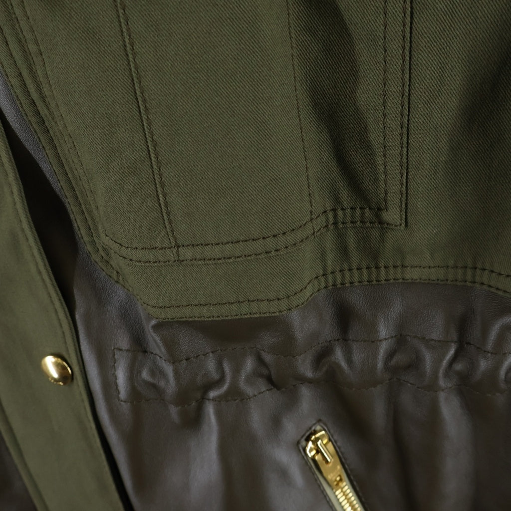 CELINE(セリーヌ) LOOSE BI-MATERIAL PARKA IN SOFT LAMBSKIN ソフトラムスキン ルーズ バイマテリアル パーカ ブラウン/カーキ 2D534583C.15DK
