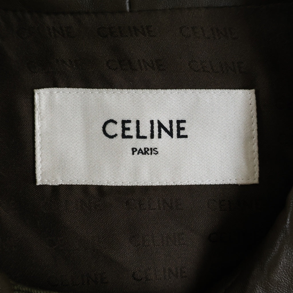 CELINE(セリーヌ) LOOSE BI-MATERIAL PARKA IN SOFT LAMBSKIN ソフトラムスキン ルーズ バイマテリアル パーカ ブラウン/カーキ 2D534583C.15DK