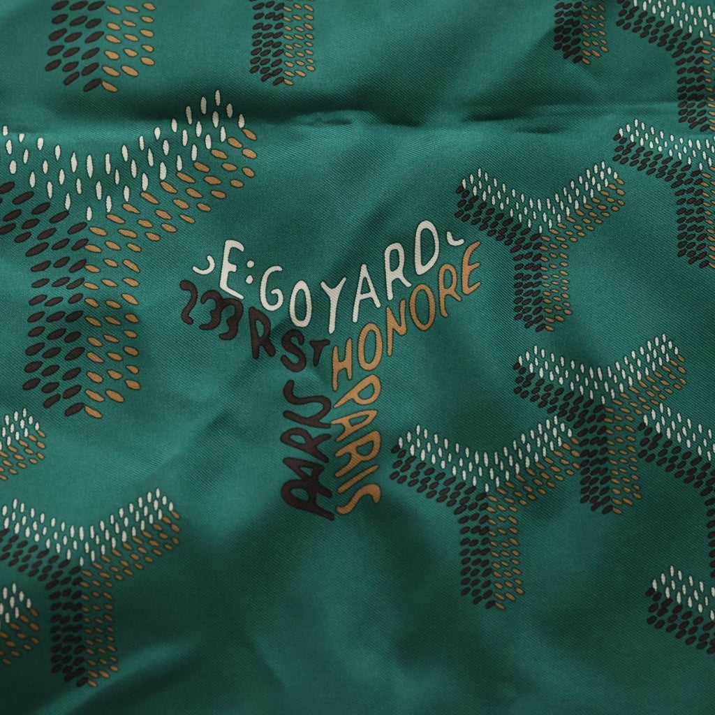 GOYARD(ゴヤール) スカーフ 大判 ヘリンボーン柄 ロゴ シルク グリーン レディース