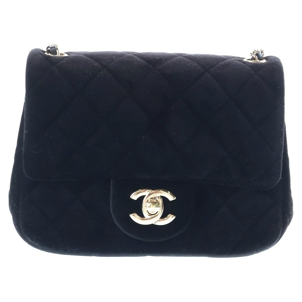 CHANEL(シャネル) ミニマトラッセ 17 チェーンショルダーバッグ ブラック ベルベット ベロア シリアルプレート AS1786 ゴールド金具 レディース