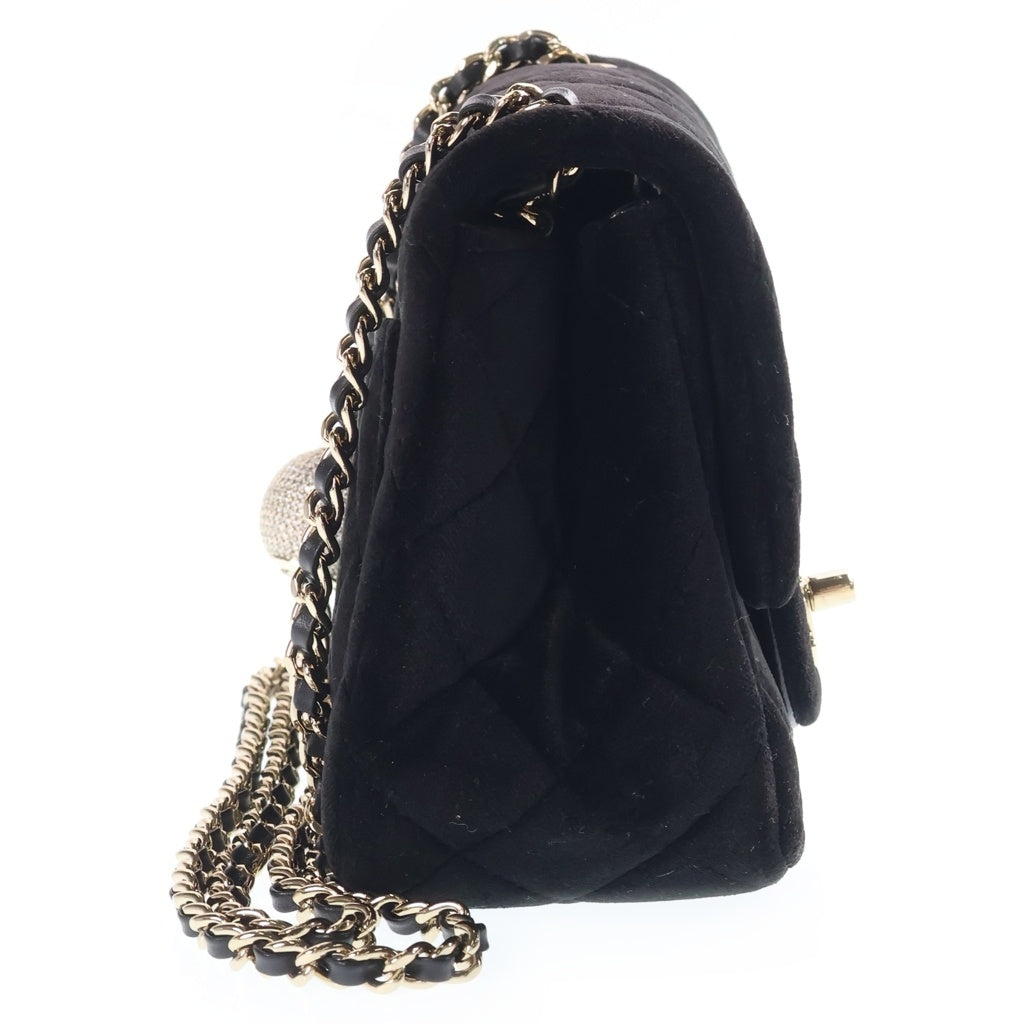 CHANEL(シャネル) ミニマトラッセ 17 チェーンショルダーバッグ ブラック ベルベット ベロア シリアルプレート AS1786 ゴールド金具 レディース