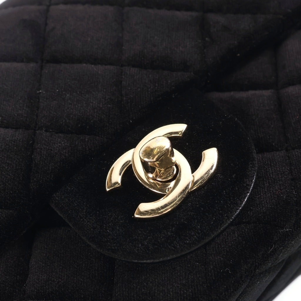 CHANEL(シャネル) ミニマトラッセ 17 チェーンショルダーバッグ ブラック ベルベット ベロア シリアルプレート AS1786 ゴールド金具 レディース