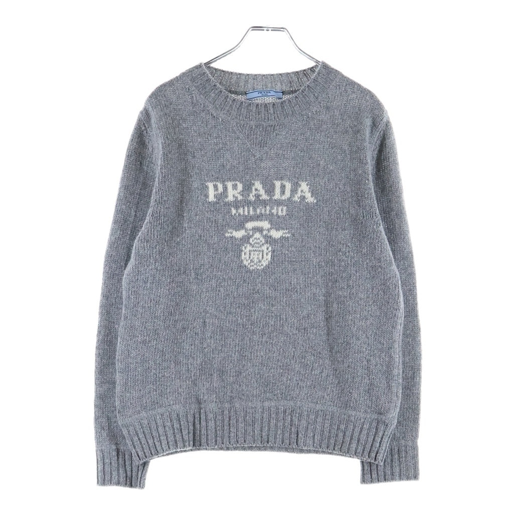 PRADA(プラダ) ロゴ クルーネックカシミヤセーター ニット グレー #36 P24G1V S232 1YMW レディース