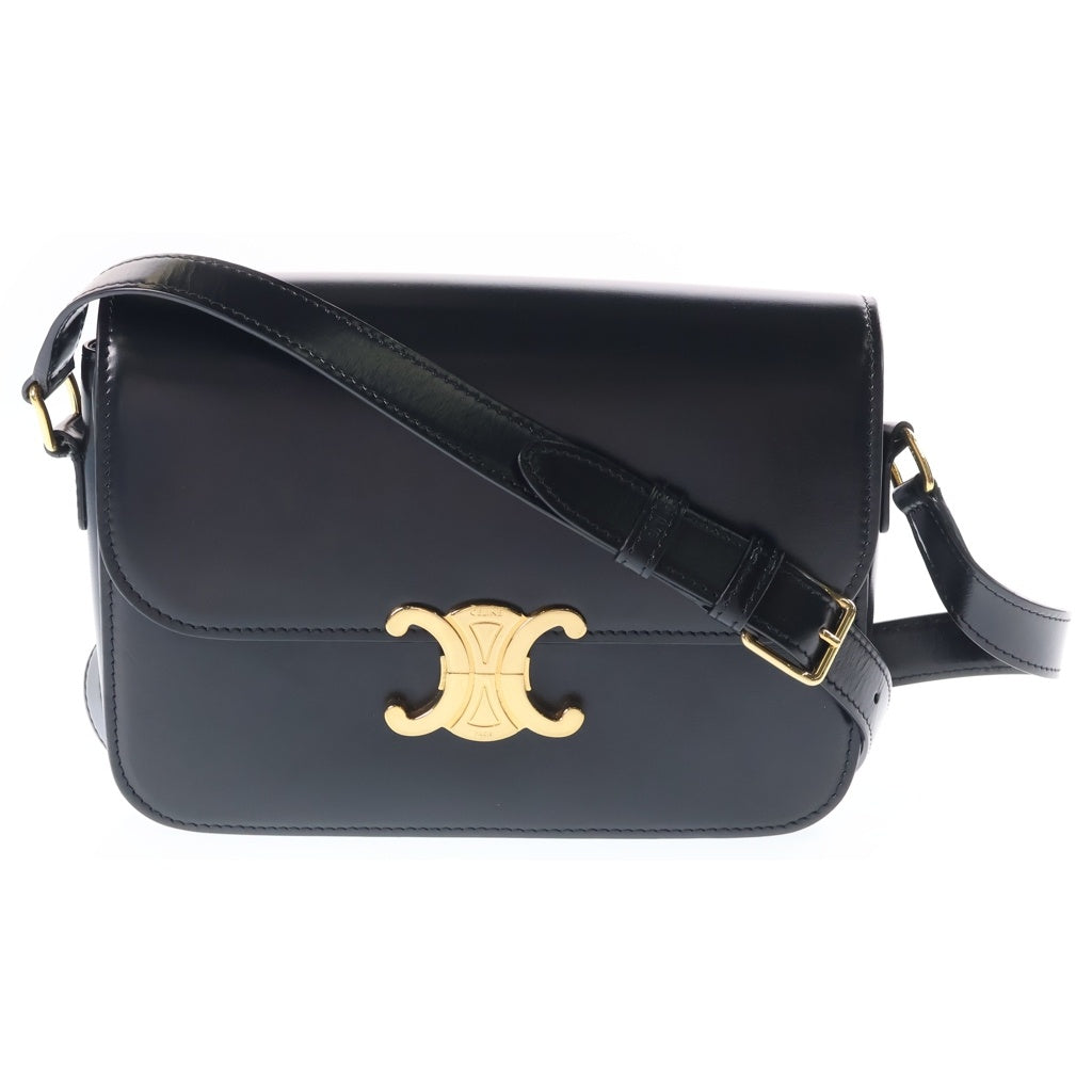 CELINE(セリーヌ) トリオンフ クラシック ショルダーバッグ ブラック レザー ゴールド金具 レディース
