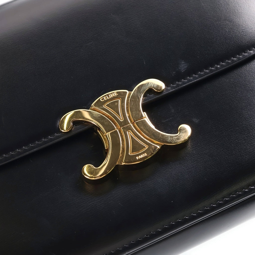 CELINE(セリーヌ) トリオンフ クラシック ショルダーバッグ ブラック レザー ゴールド金具 レディース