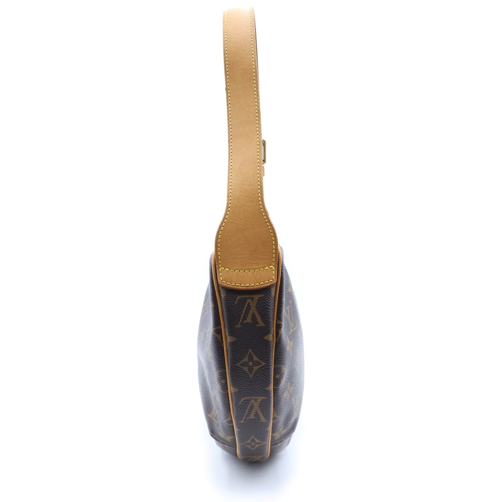 LOUIS VUITTON(ルイヴィトン) モノグラム クロワッサンMM ショルダーバッグ ブラウン レザー×PVC M51512 ゴールド金具 レディース