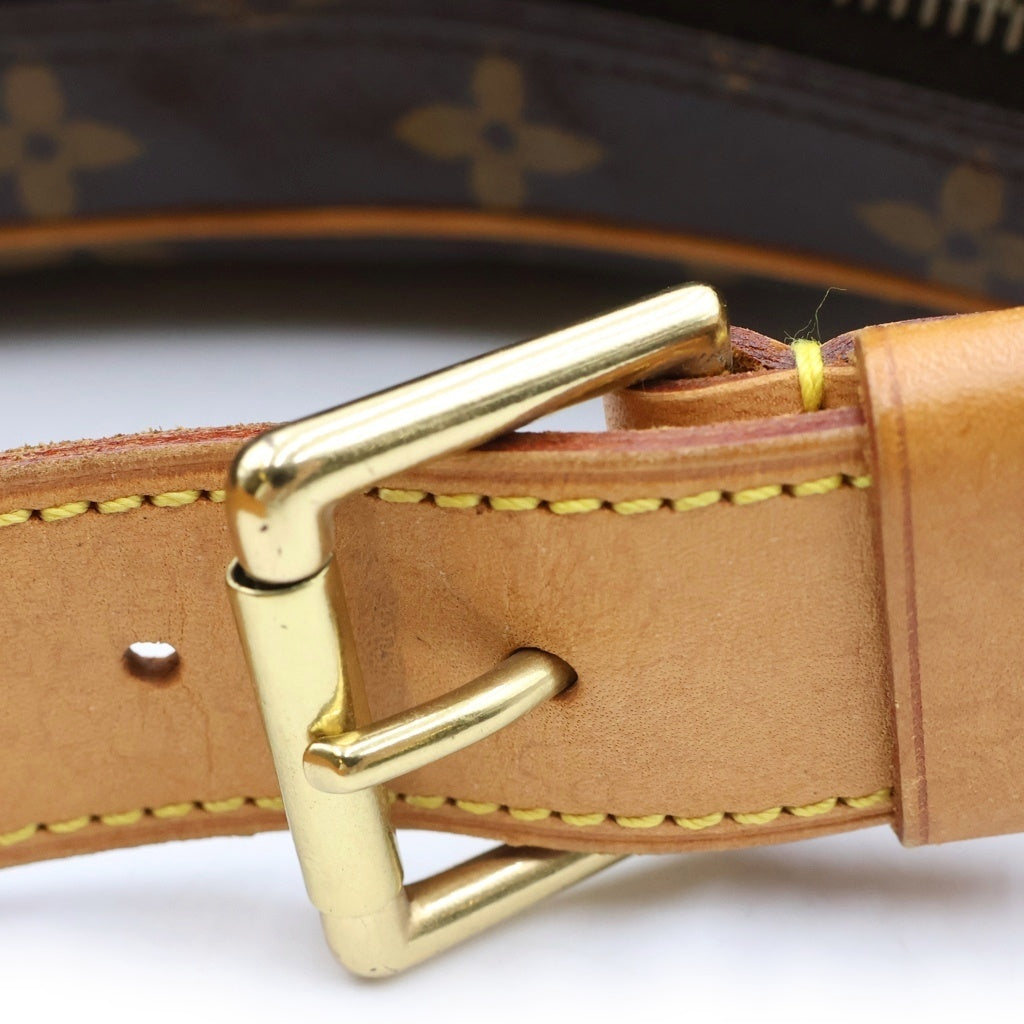 LOUIS VUITTON(ルイヴィトン) モノグラム クロワッサンMM ショルダーバッグ ブラウン レザー×PVC M51512 ゴールド金具 レディース