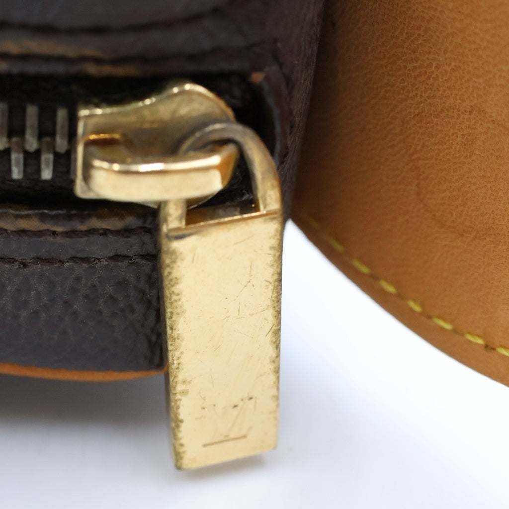 LOUIS VUITTON(ルイヴィトン) モノグラム クロワッサンMM ショルダーバッグ ブラウン レザー×PVC M51512 ゴールド金具 レディース