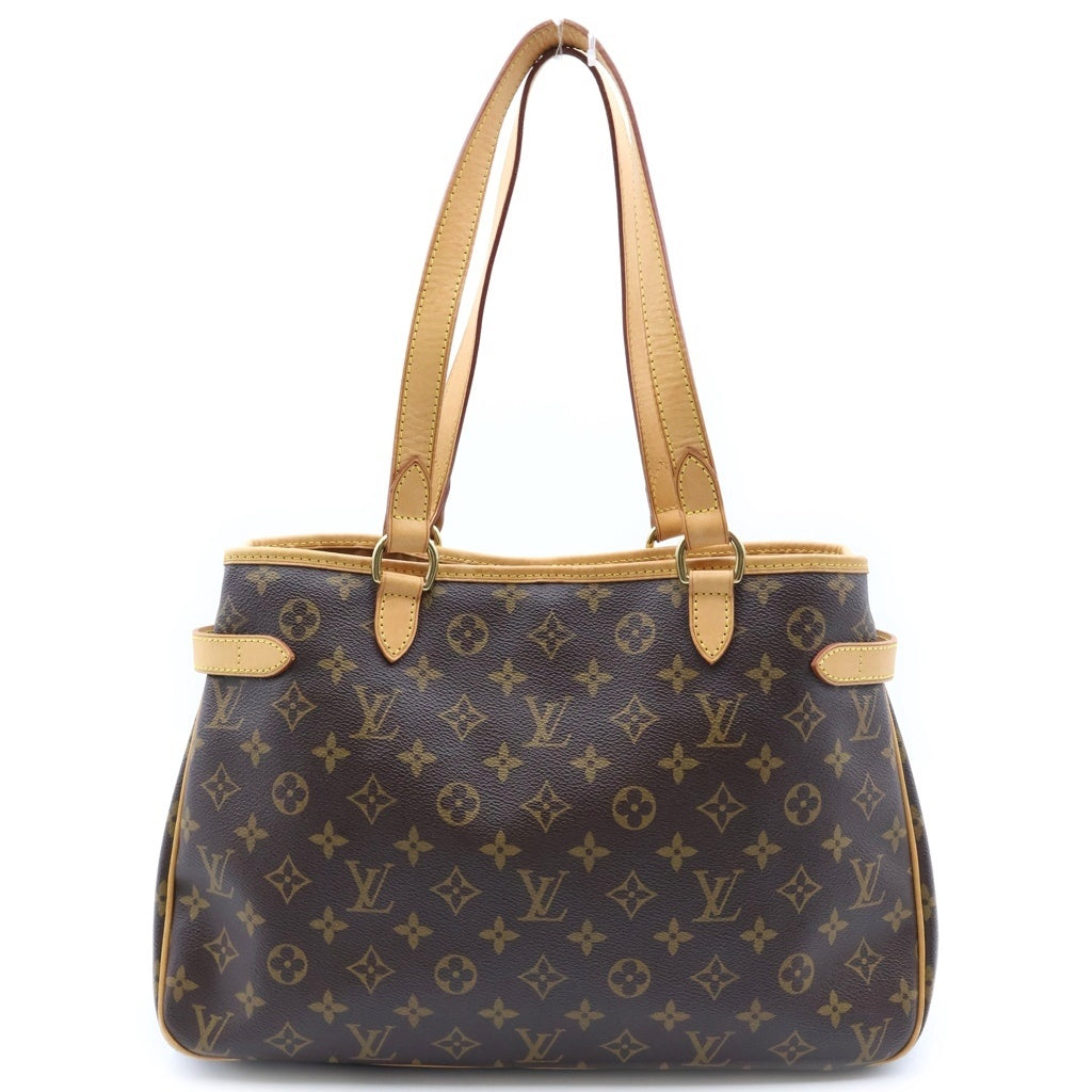 LOUIS VUITTON(ルイヴィトン) モノグラム バティニョールオリゾンタル ハンドバッグ トートバッグ ブラウン レザー×PVC M51154 ゴールド金具 レディース