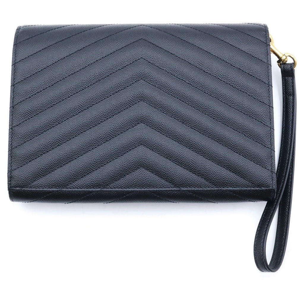サンローラン クラッチバッグ Vステッチ カサンドラ レザー ネイビー SAINT LAURENT PARIS(サンローランパリ) カサンドラ フラップ ポーチ