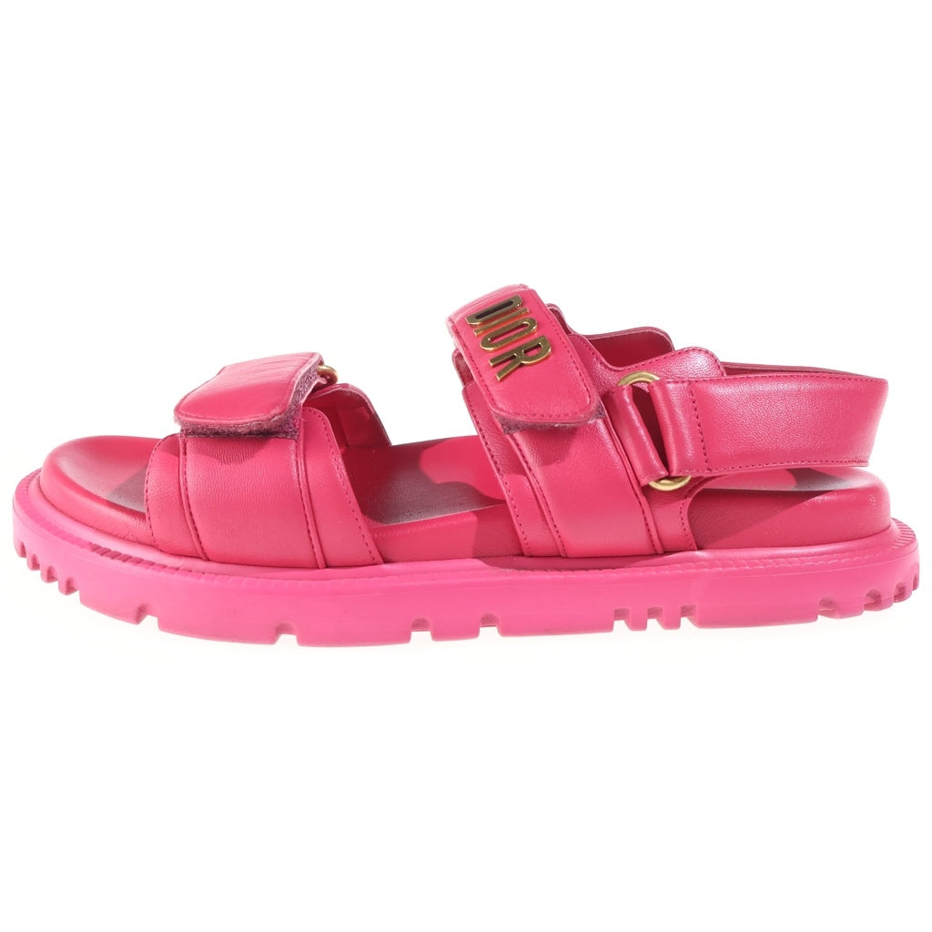 Christian Dior(クリスチャンディオール) DIORACT アクト ロゴ レザー スポーツ サンダル ピンク レディース