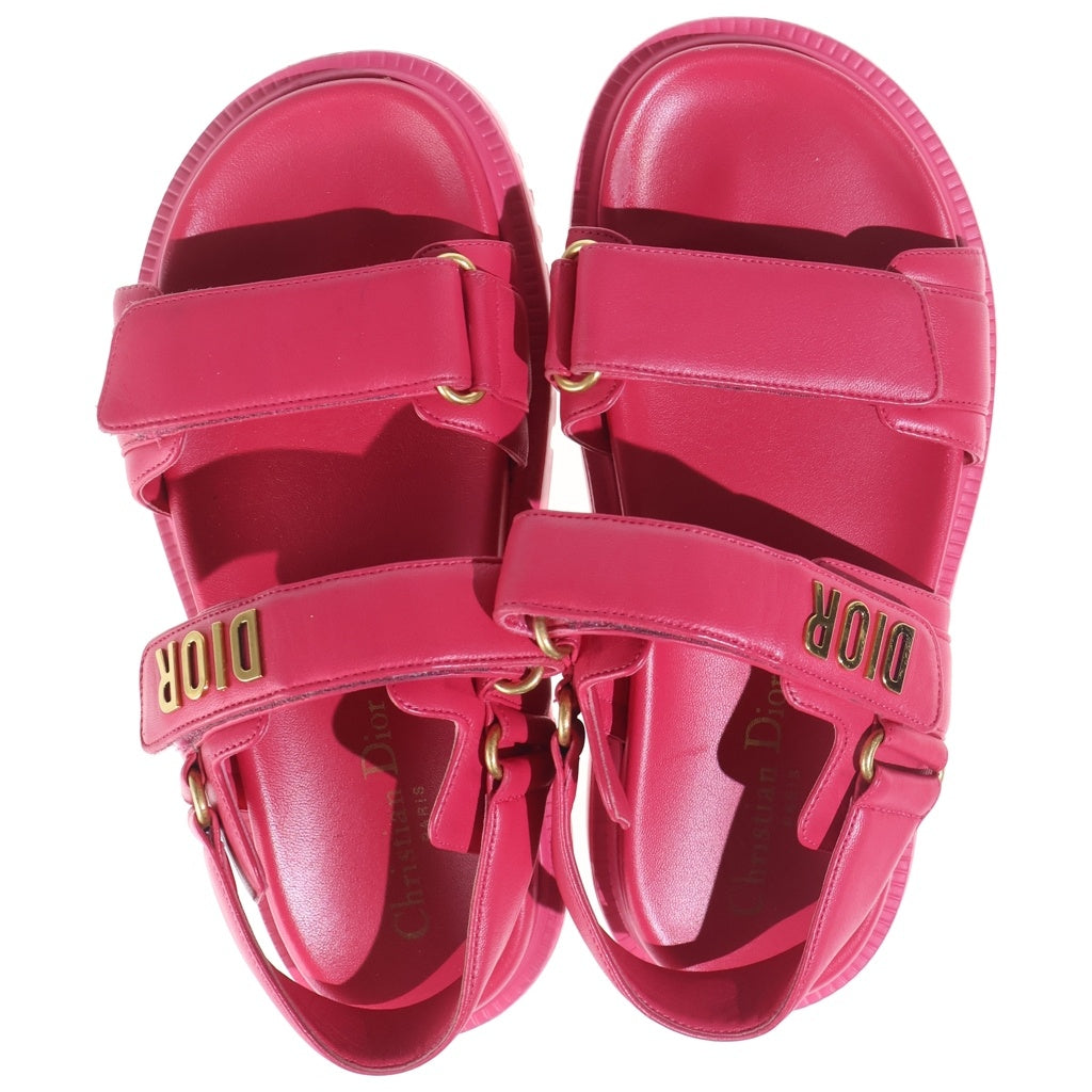 Christian Dior(クリスチャンディオール) DIORACT アクト ロゴ レザー スポーツ サンダル ピンク レディース