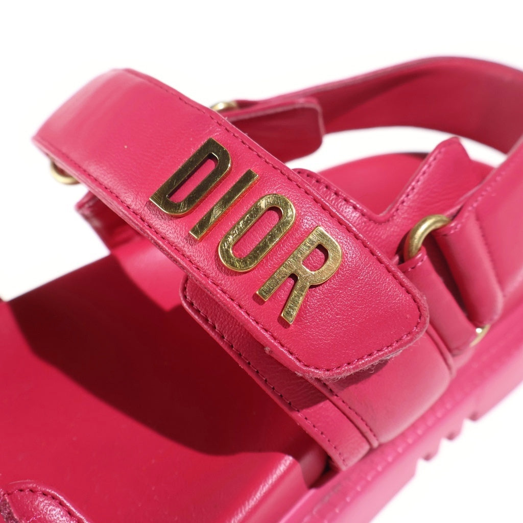 Christian Dior(クリスチャンディオール) DIORACT アクト ロゴ レザー スポーツ サンダル ピンク レディース
