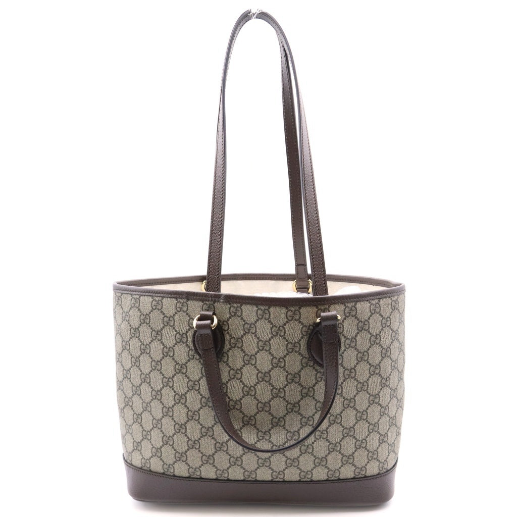GUCCI(グッチ) GGスプリーム オフィディア スモール トートバッグ ハンドバッグ ブラウン レザー×PVC 765043 ゴールド金具 レディース