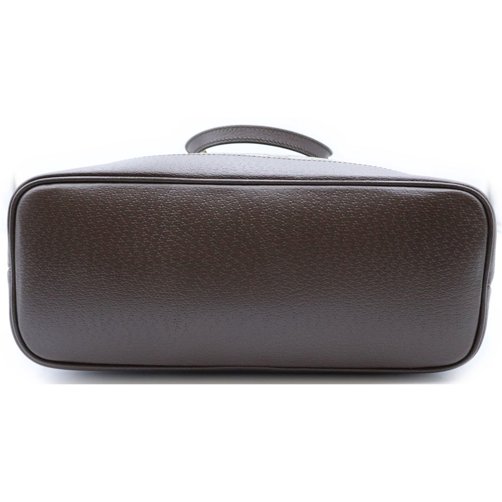 GUCCI(グッチ) GGスプリーム オフィディア スモール トートバッグ ハンドバッグ ブラウン レザー×PVC 765043 ゴールド金具 レディース