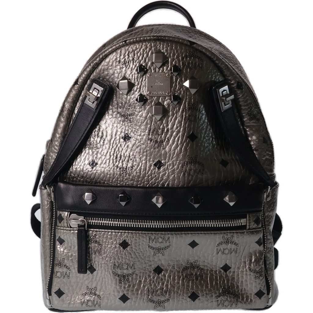 MCM(エム シー エム) デュアルスターク ヴィセトス バックパック リュックサック シルバー レザー シルバー金具 レディース