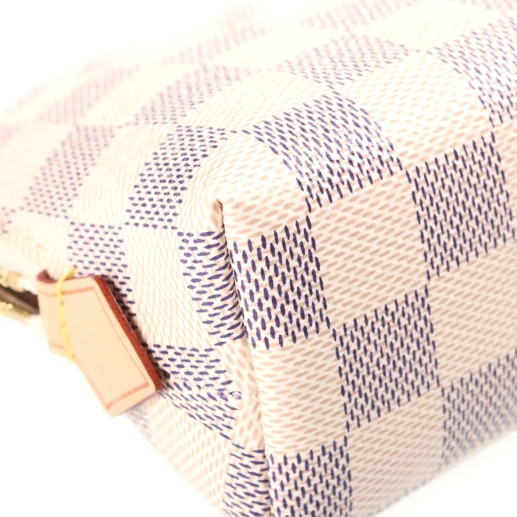 LOUIS VUITTON(ルイヴィトン) ダミエアズール ポシェット コスメティック ポーチ ホワイト PVC×レザー N60024 IC レディース