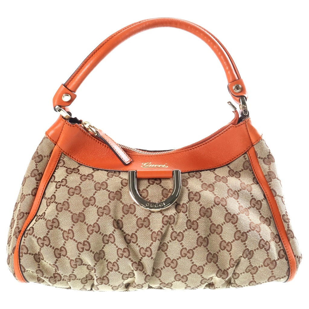 GUCCI(グッチ) GGキャンバス アビー ハンドバッグ オレンジ×ベージュ キャンバス×レザー 190525 ゴールド金具 レディース