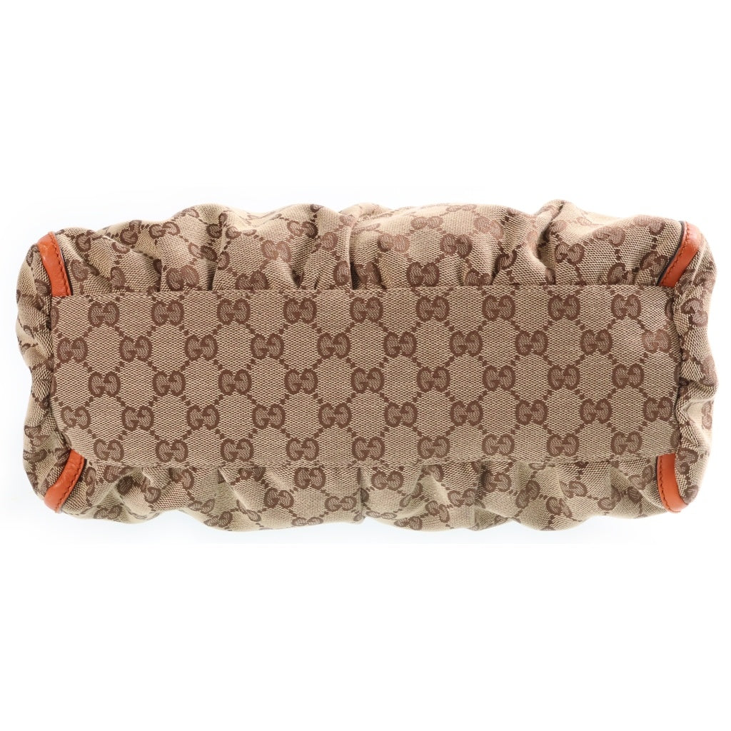 GUCCI(グッチ) GGキャンバス アビー ハンドバッグ オレンジ×ベージュ キャンバス×レザー 190525 ゴールド金具 レディース