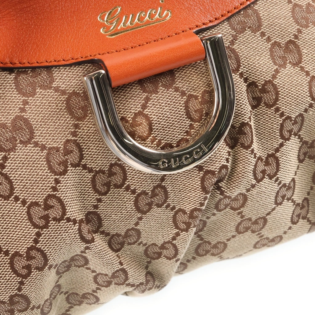 GUCCI(グッチ) GGキャンバス アビー ハンドバッグ オレンジ×ベージュ キャンバス×レザー 190525 ゴールド金具 レディース
