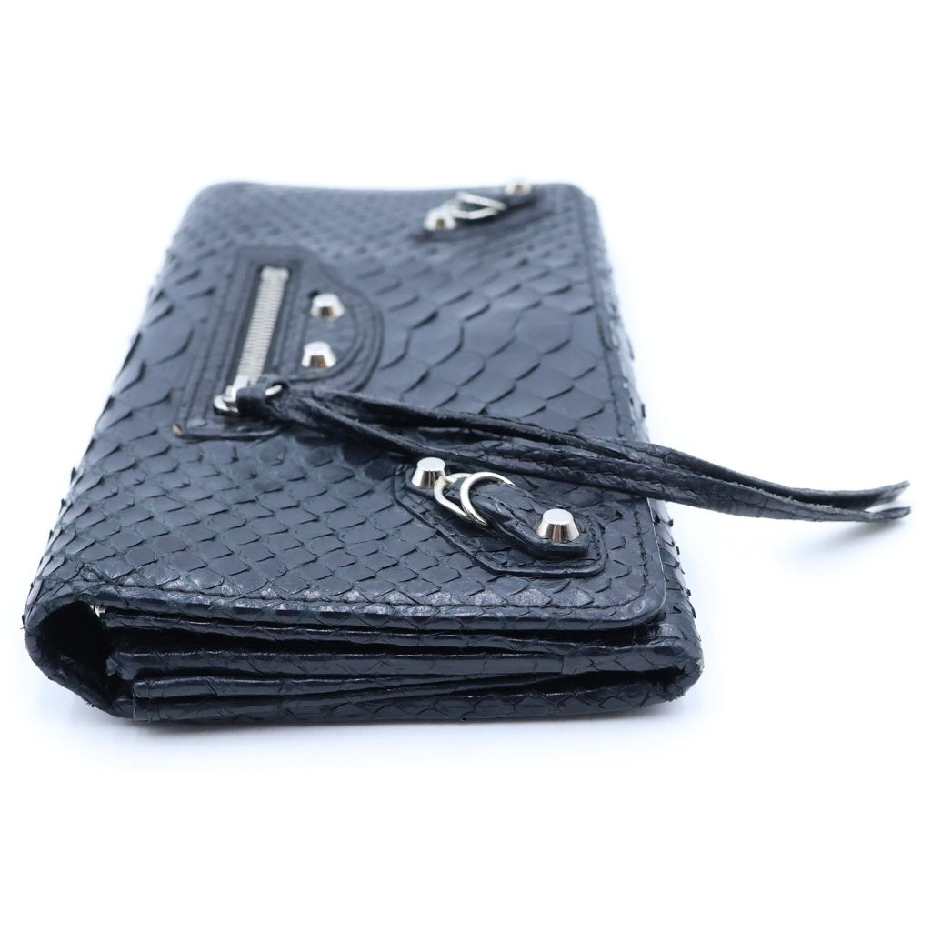 BALENCIAGA(バレンシアガ) シティ ロングフラップウォレット 長財布 ブラック パイソン 311415