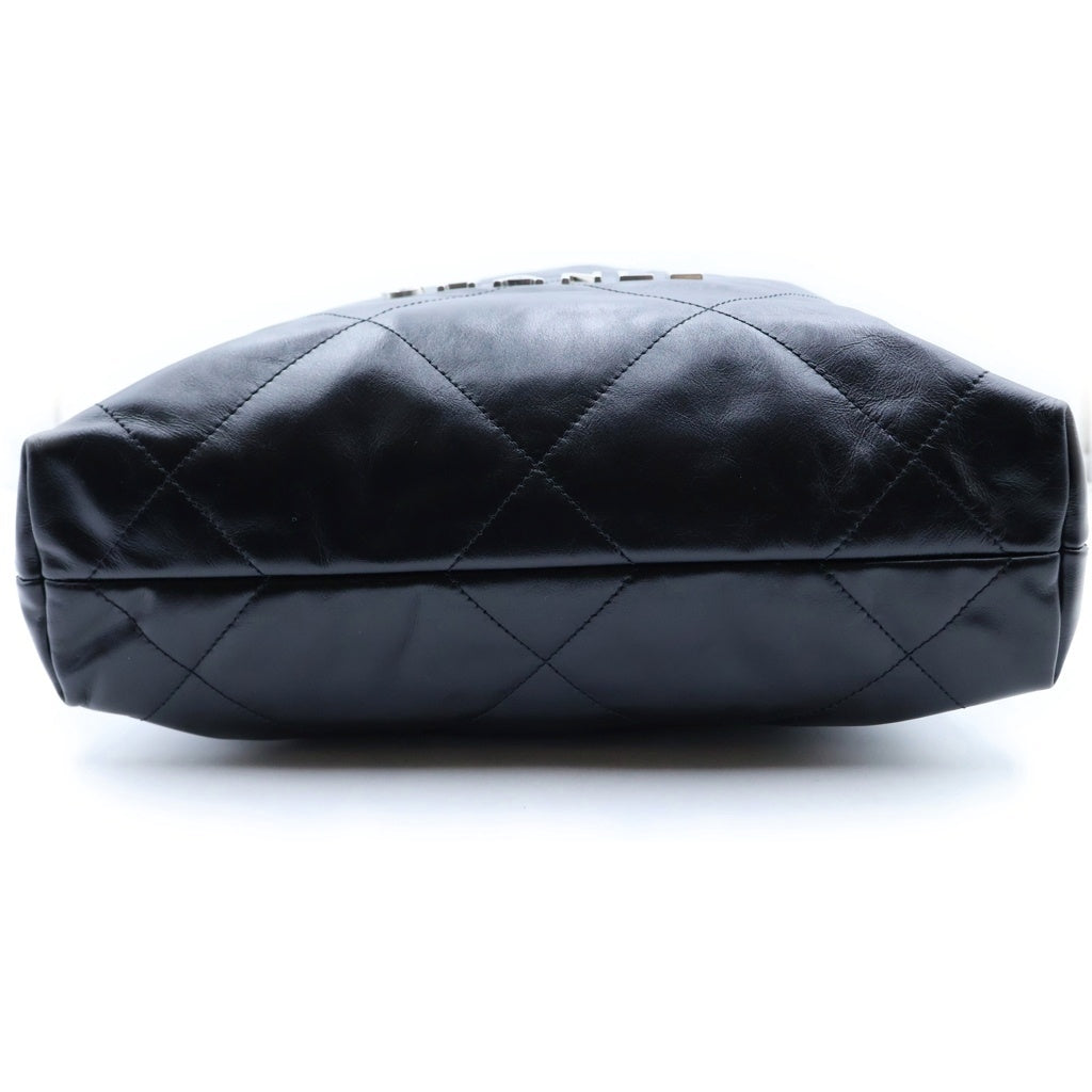 CHANEL(シャネル) シャネル22 スモール 巾着バッグ チェーンハンドバッグ ショルダーバッグ ブラック カーフスキン プレートシリアル AS3260 シルバー金具 レディース