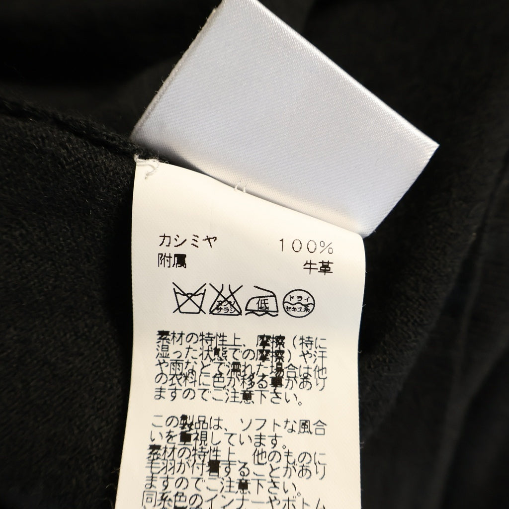 HERMES(エルメス) カシミヤ ハーフジップニット セーター ダークグレー×イエローグリーン