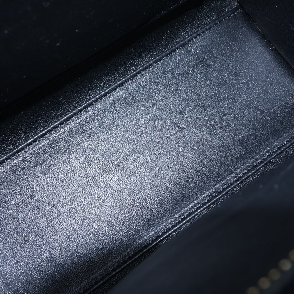 CELINE(セリーヌ) ラゲージ ナノショッパー ベージュ×ブラック×カーキ レザー 2WAY ハンドバッグ ショルダーバッグ レディース